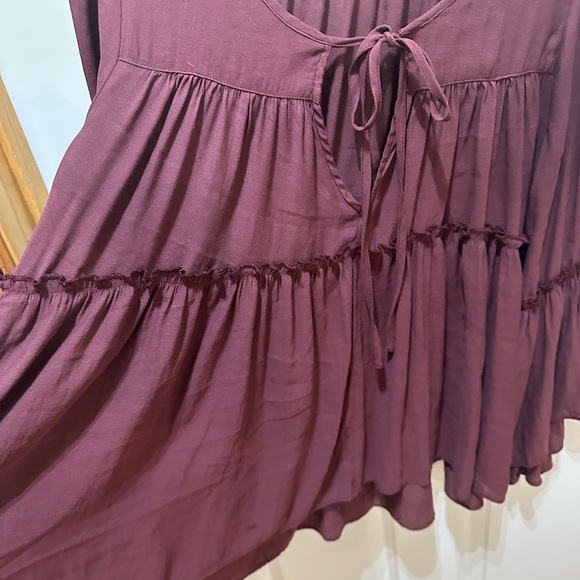 FREE PEOPLE Size Small Plum Size Medium Tiered Peasant Blouse BoHo Top - Picture 6 of 14